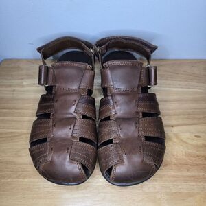 Ecco Mens Brown Leather Fishermans Sandals Closed Toe 41 / 8 Back Strap